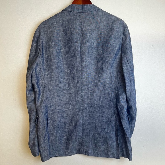 Untuckit blue linen blazer size 40R - Picture 2 of 7